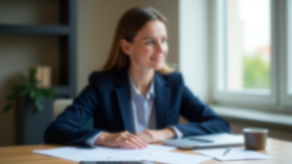 Femme consultante examinant des documents de planification financière à un bureau moderne avec graphiques et calculs